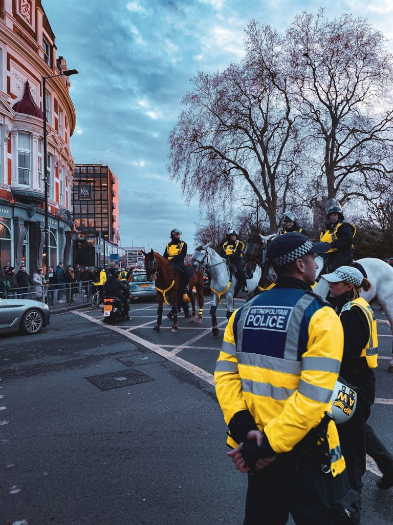 police officers on street in city